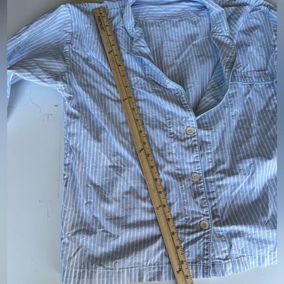 Marigot Amboise Short Pajama Set Sky Blue Striped Size Medium 100% Cotton Summer - Picture 9 of 13